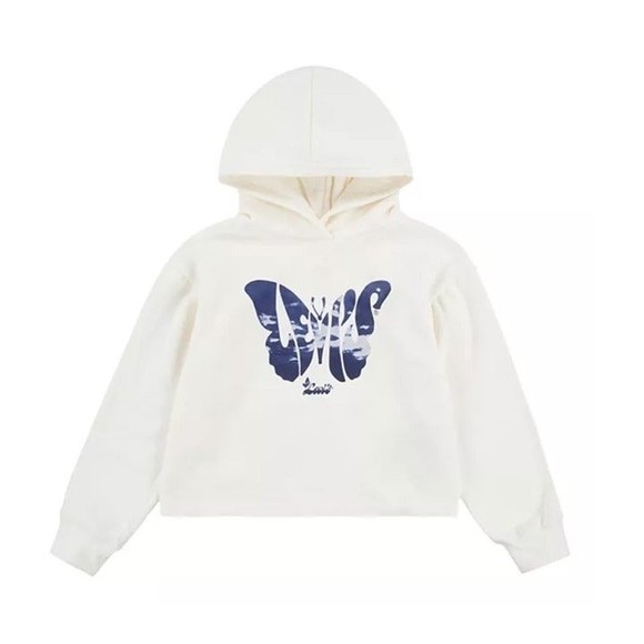 NWT Levi's girls butterfly boxy crop logo hoodie size Medium i32